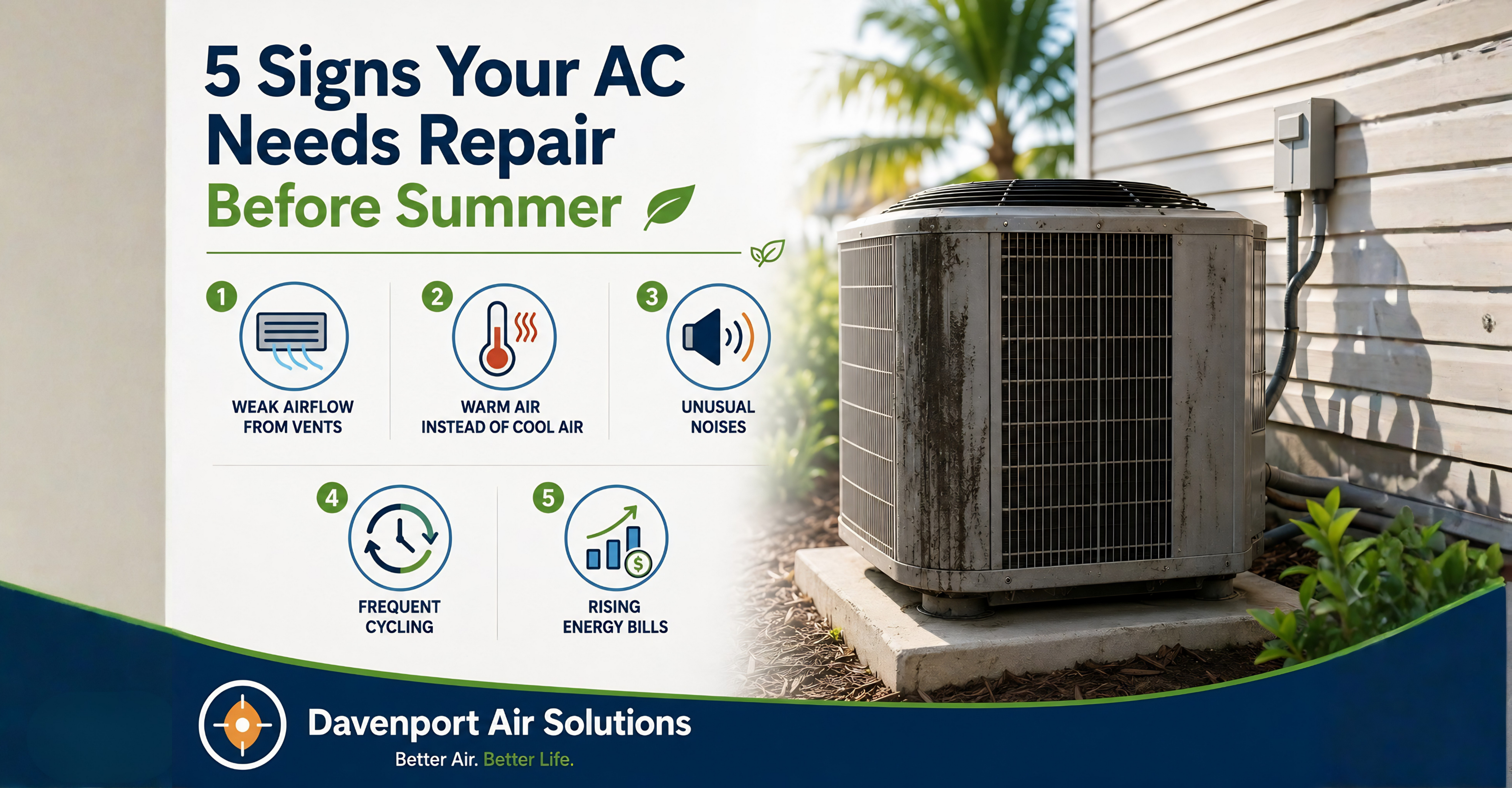 Air conditioner unit showing signs of needed repair
